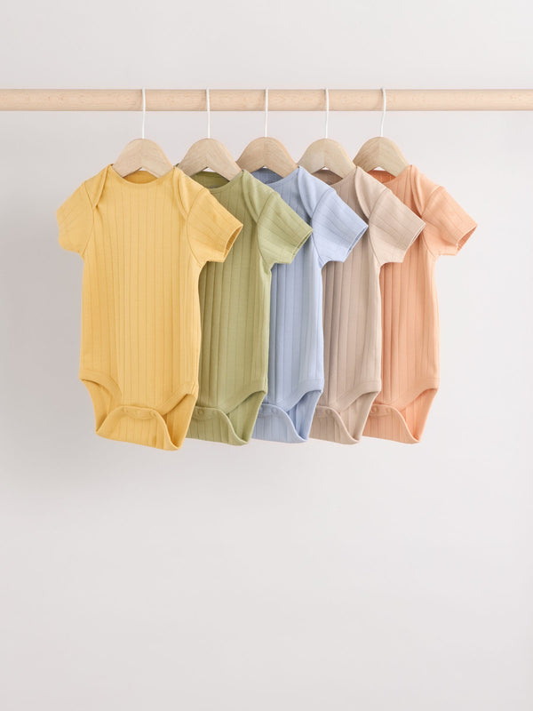 Multi Baby Short Sleeve Bodysuits 5 Pack