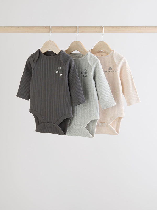 Monochrome Baby Long Sleeve Bodysuits 3 Pack