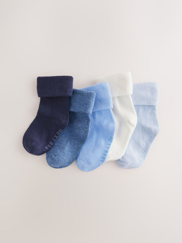 Blue Baby Roll Top Socks 5 Pack (0mths-2yrs)