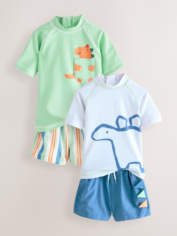 Green/Blue Rash Vest and Shorts Set (3mths-7yrs)