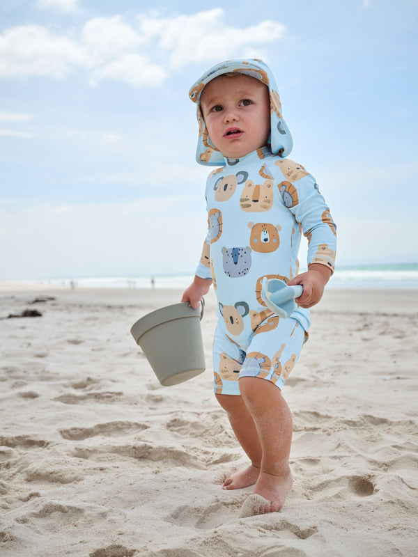 Blue Sunsafe Swimsuit and Hat Set (3mths-7yrs)