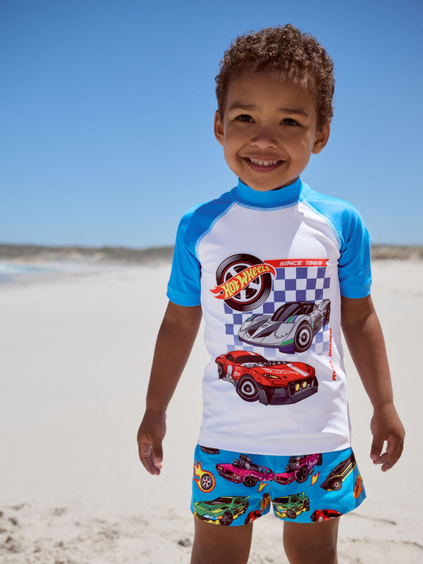 Hot Wheels Rash Vest and Swim Shorts Set (3mths-7yrs)