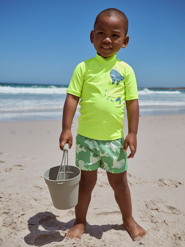 Yellow Green Shark Rash Vest and Shorts Set (3mths-7yrs)