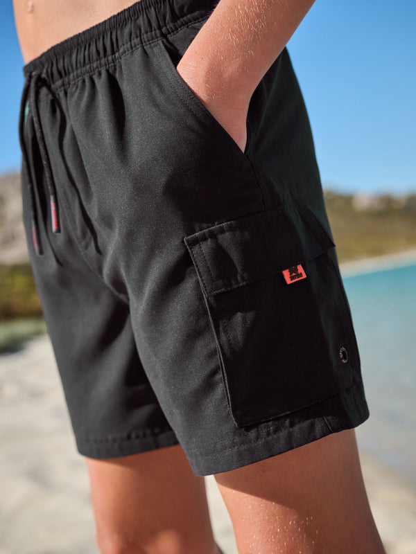 Black Cargo Swim Shorts (1.5-16yrs)