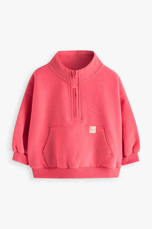 Coral Pink Half Zip Sweatshirt (3mths-7yrs)