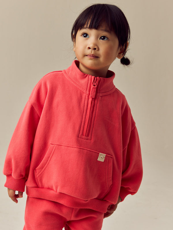 Coral Red Half Zip Sweatshirt (3mths-7yrs)