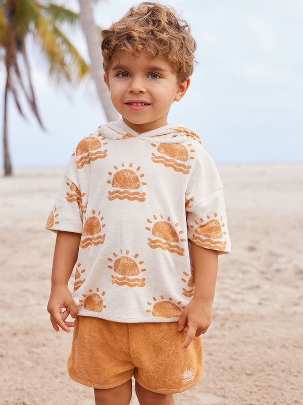 Neutral Sun Print 100% Cotton Toweling Set (3mths-7yrs)