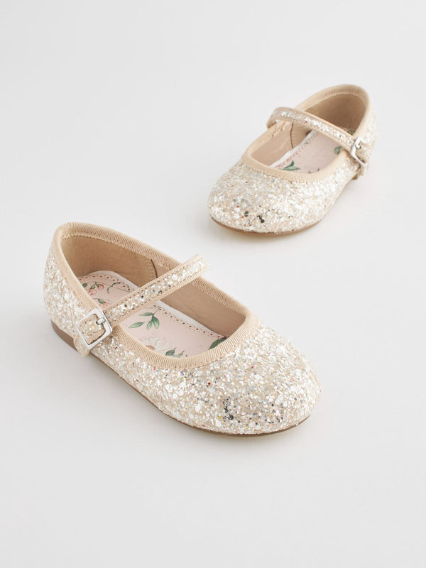 Ivory Glitter Wide Fit (G) Flower Girl Occasion Mary Jane Shoes