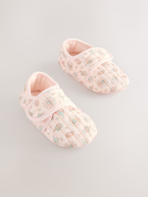 Pink Paisley Touch Fasten Slippers