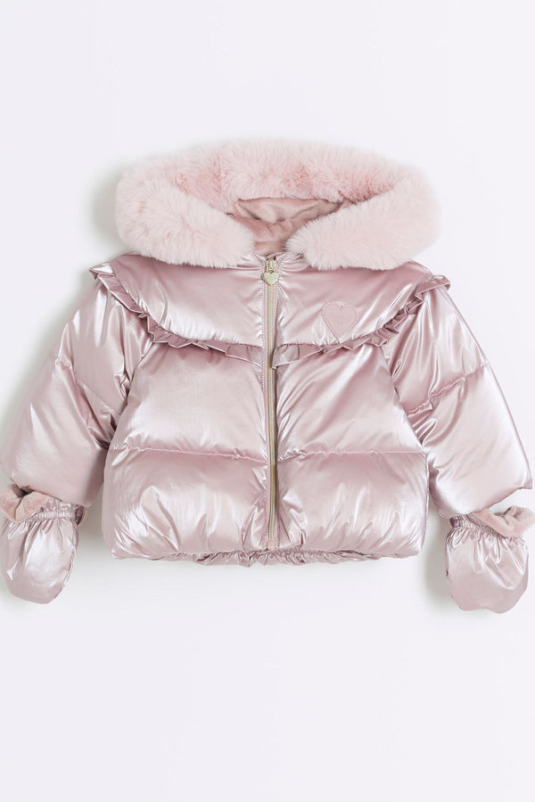 River Island Pink Baby Girls Padded Jacket