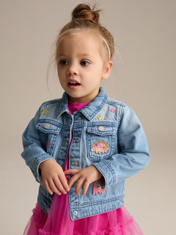 Mid Blue Denim Unicorn Western 100% Cotton Jacket (3mths-7yrs)