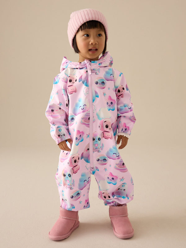 Multi Pink Waterproof Hooded Printed Puddlesuit (3mths-7yrs)