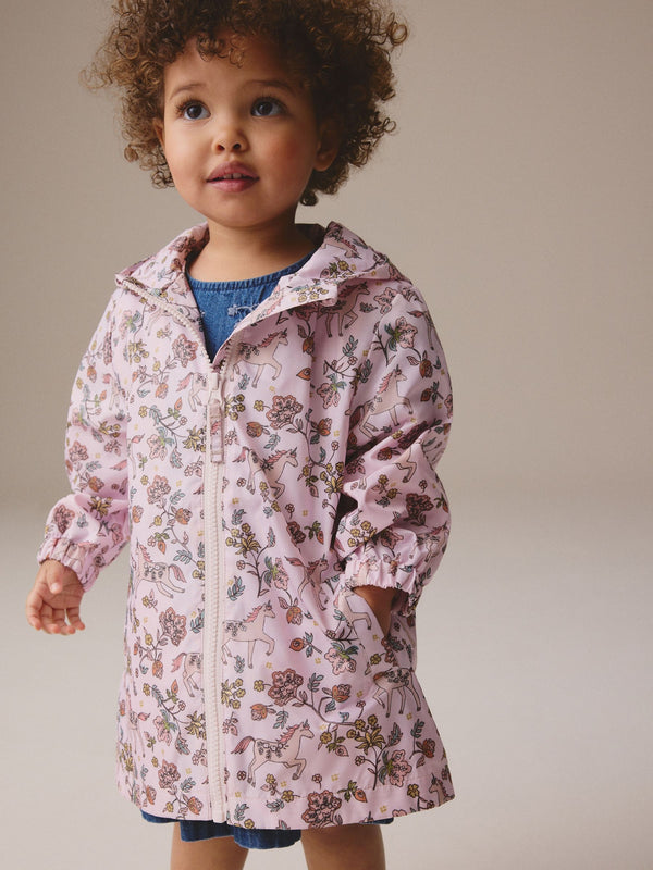 Pink Floral Unicorn Shower Resistant Cagoule Jacket (3mths-7yrs)