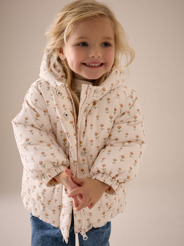 Multi Ecru Cream Shower Resistant Printed Padded Coat (3mths-7yrs)