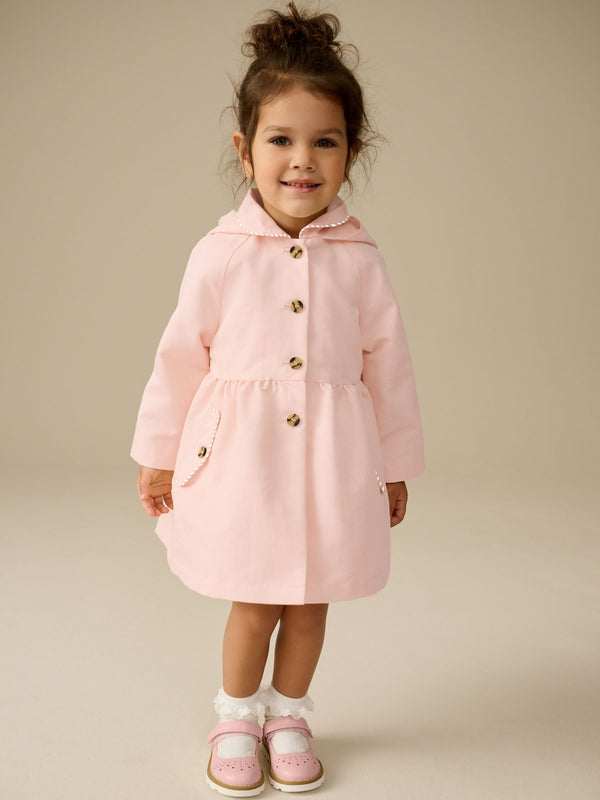 Pink Shower Resistant Hooded Trench Coat (3mths-7yrs)