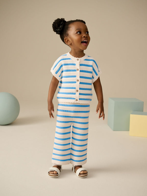 Blue/White 100% Cotton Stripe Tank and Trousers Set (3mths-7yrs)