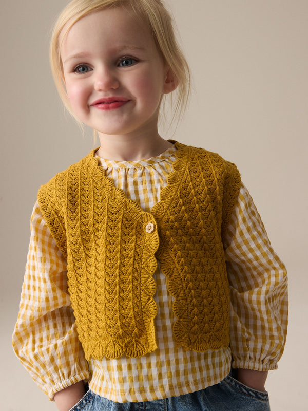 Ochre Yellow 100% Cotton Blouse and Tank Set (3mths-7yrs)