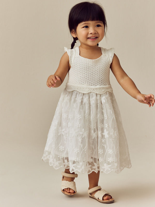 Ecru White Occasion Knit Dress (3mths-10yrs)