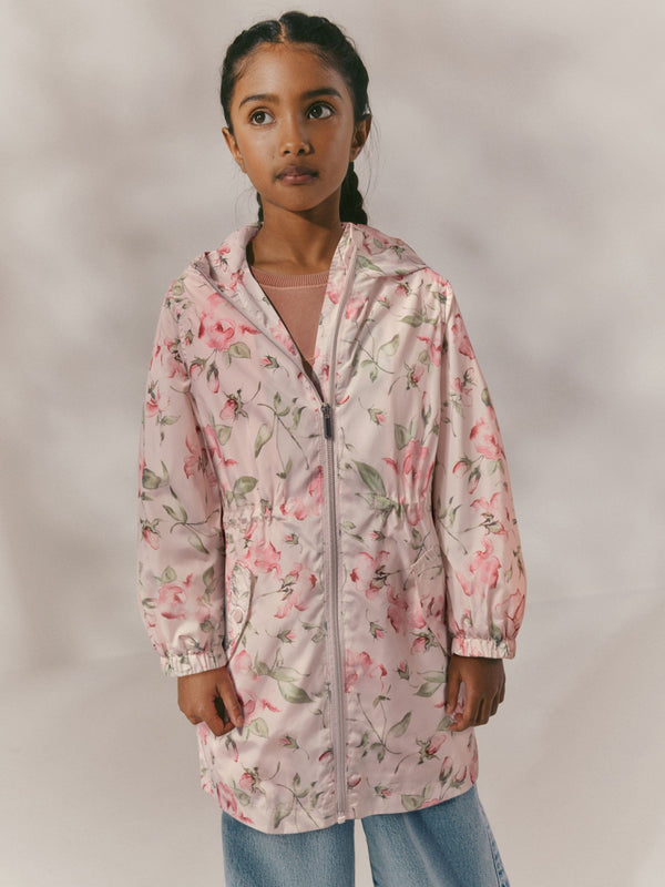Pink Floral Print Shower Resistant Cagoule Jacket (3-16yrs)