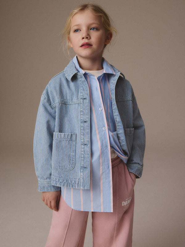 Blue Stripe Denim Shacket (3-16yrs)