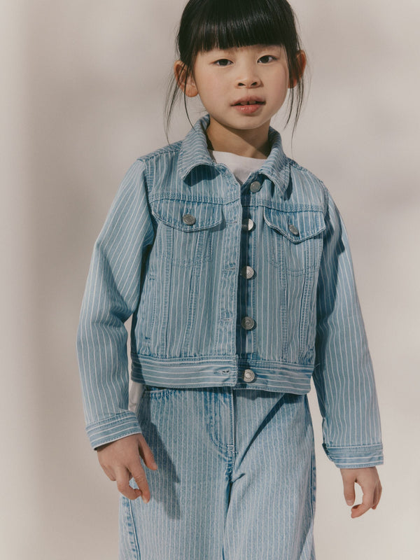 Blue Ticking Stripe Western 100% Cotton Jacket (3-16yrs)