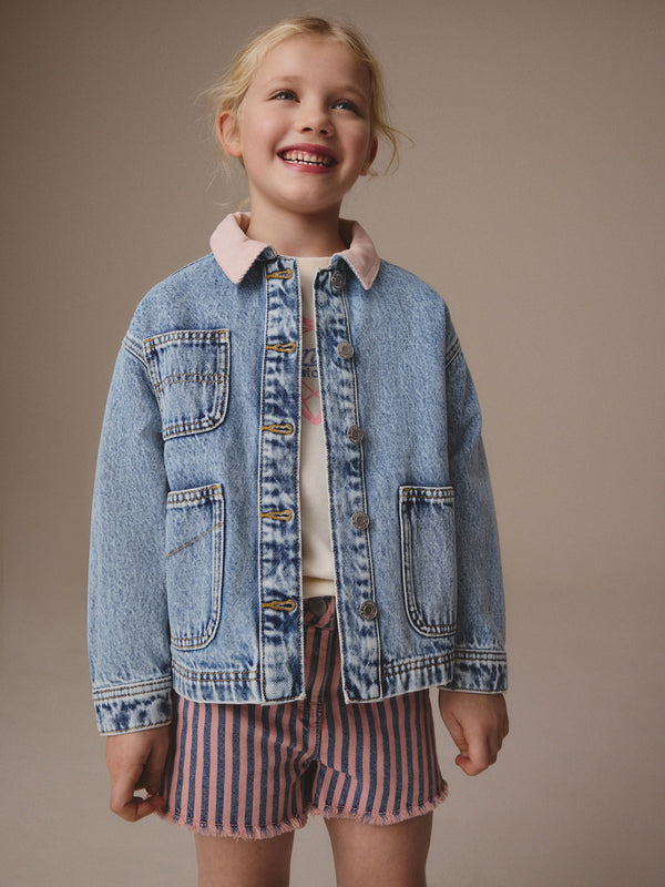 Blue Denim Collared Shacket (3-16yrs)