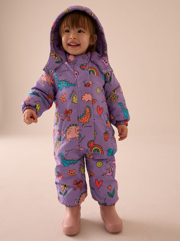 Purple Shower Resistant Character AOP Snowsuit (3mths-7yrs)