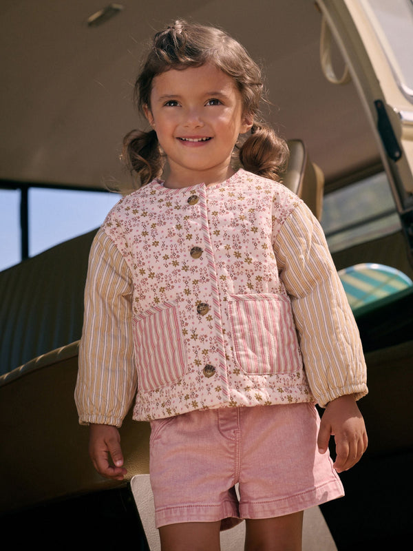 Pink Stripe 100% Cotton Quilted Jacket (3mths-7yrs)
