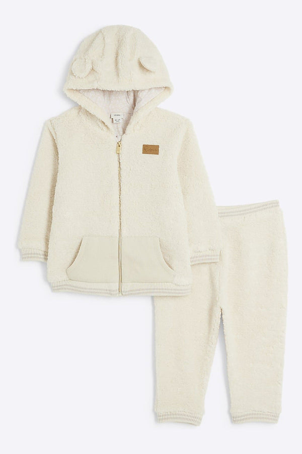 River Island Baby Boys Borg Hooded 2 Piece Set