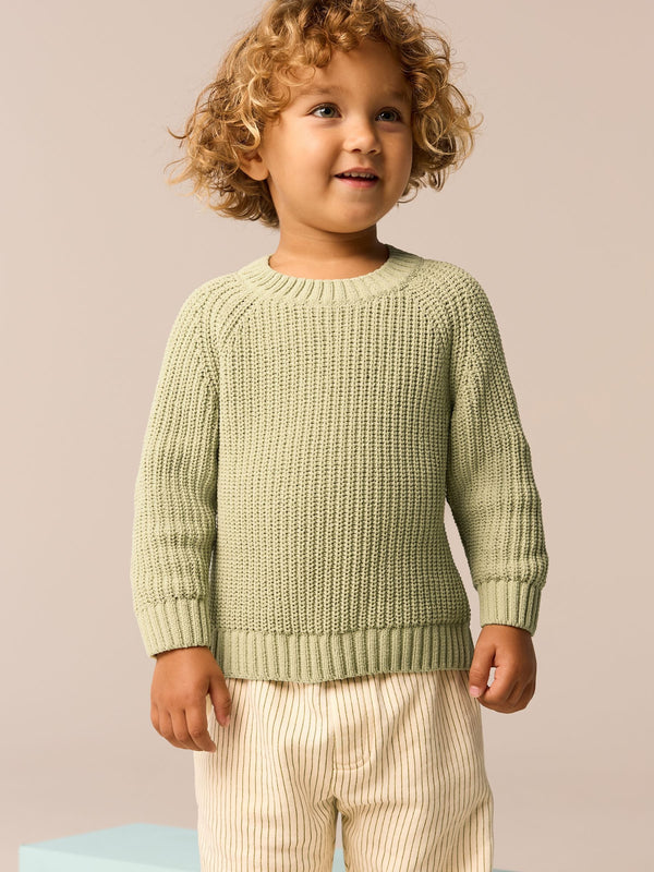 Green Knitted Crew Neck Jumper (3mths-7yrs)