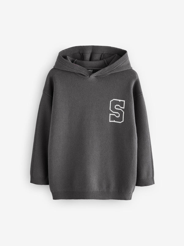 Charcoal Grey Knitted 100% Cotton Hoodie (3-16yrs)