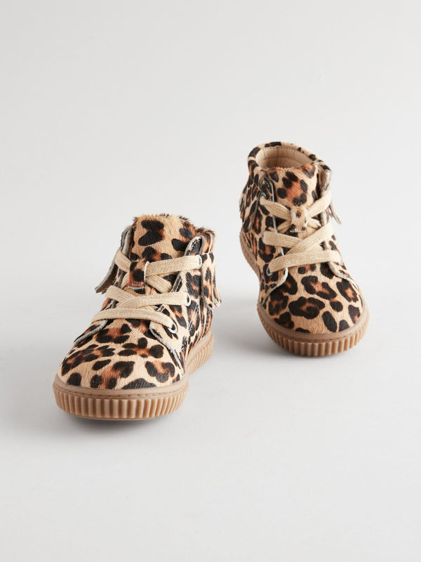 Animal Print Cupsole Lace-Up Boots