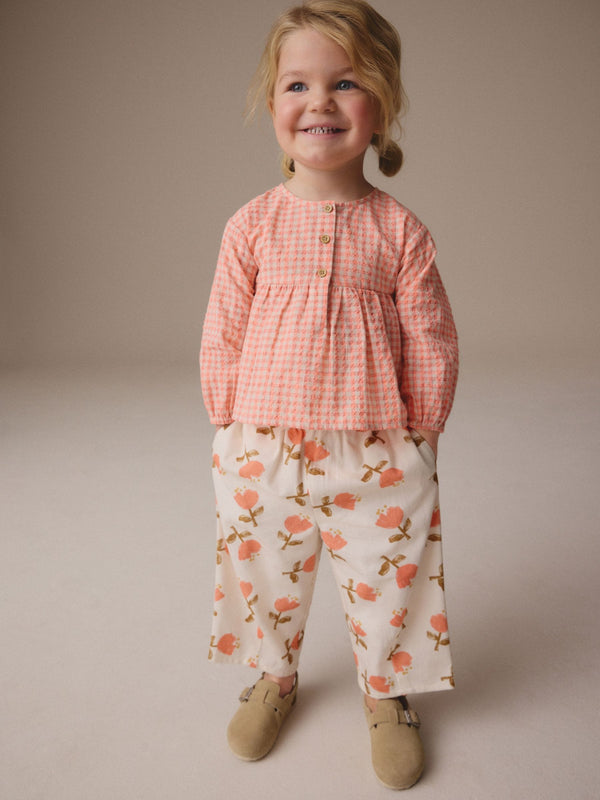 Pink Blouse and Floral Print Trousers Set (3mths-7yrs)