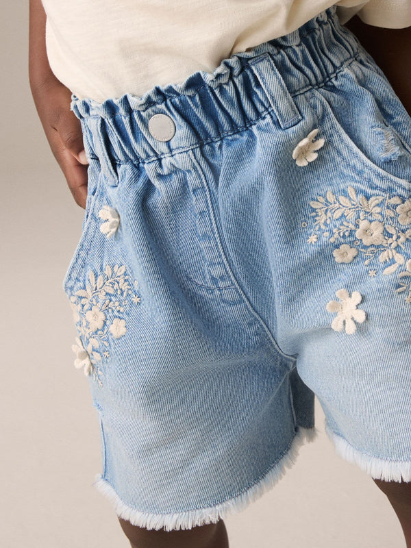 Denim 100% Cotton Floral Print Shorts (3mths-7yrs)