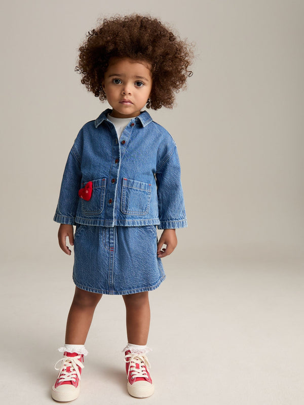 Denim Dark Wash Denim 100% Cotton Shirt and Skirt Set (3mths-7yrs)