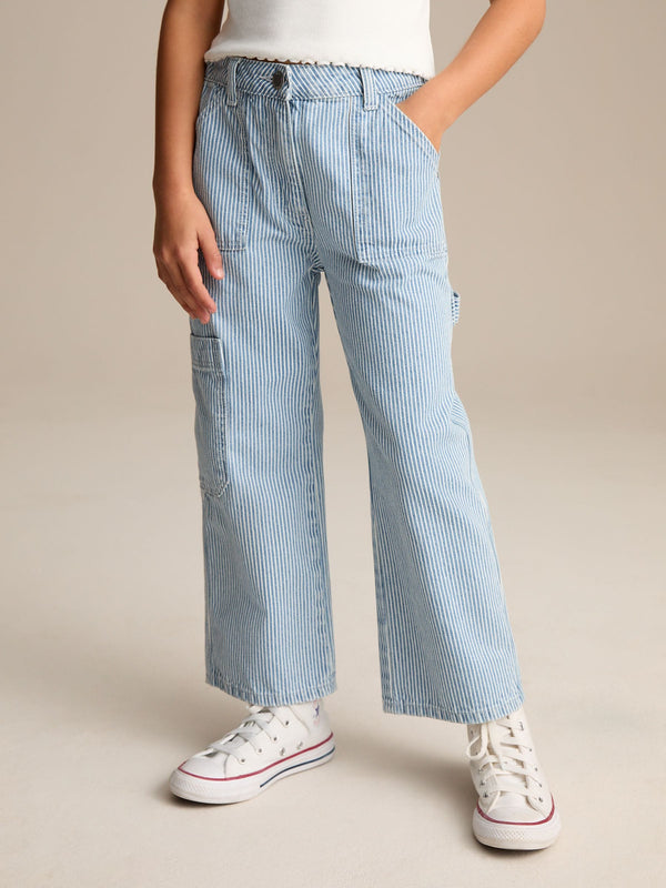 Blue Denim 100% Cotton Straight Leg Stripe Jeans (3-16yrs)