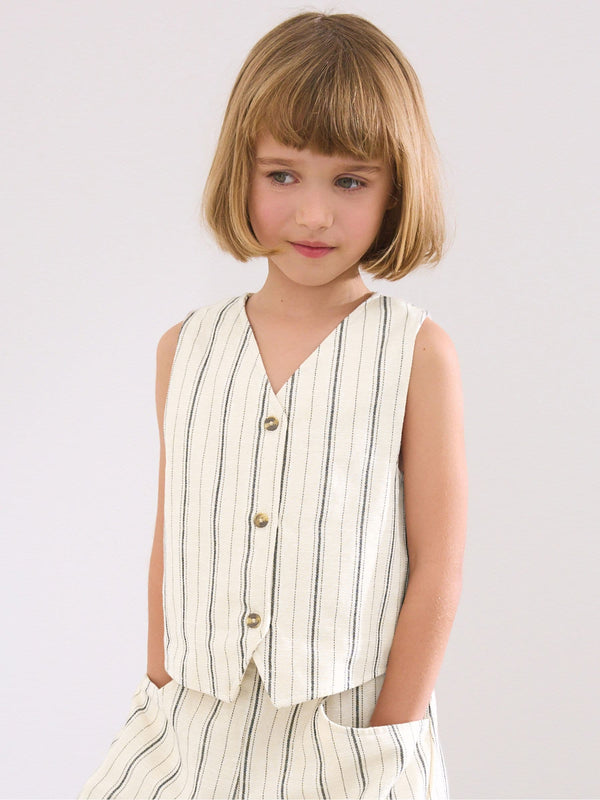 Black/White Stripe Waistcoat And Trousers Set (3-16yrs)