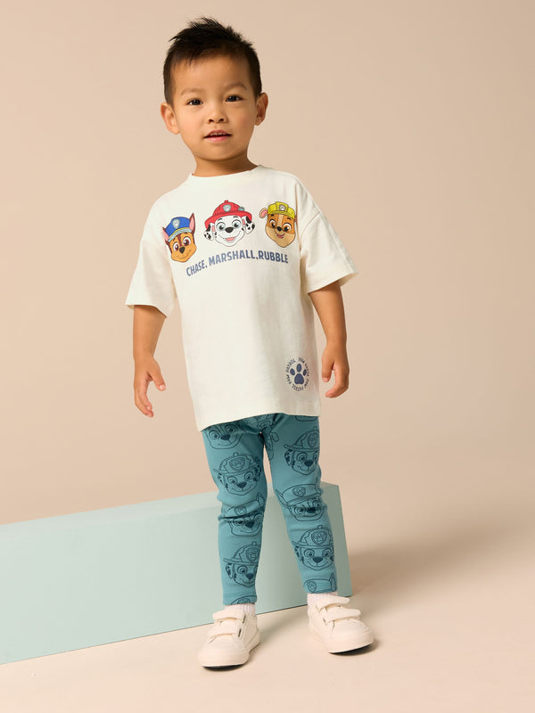 Blue/Neutral Paw Patrol Short Sleeve 100% Cotton T-Shirts and Leggings Set (3mths-8yrs)