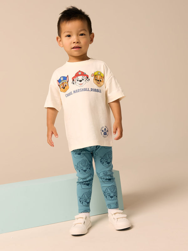 Blue/Neutral Paw Patrol Short Sleeve 100% Cotton T-Shirts and Leggings Set (3mths-8yrs)