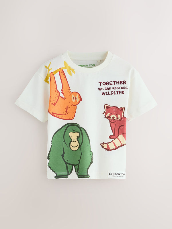 Ecru London Zoo Short Sleeve 100% Cotton T-Shirt (3mths-8yrs)