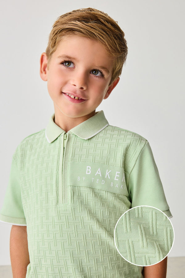 Baker by Ted Baker Textured Green Polo Shirt