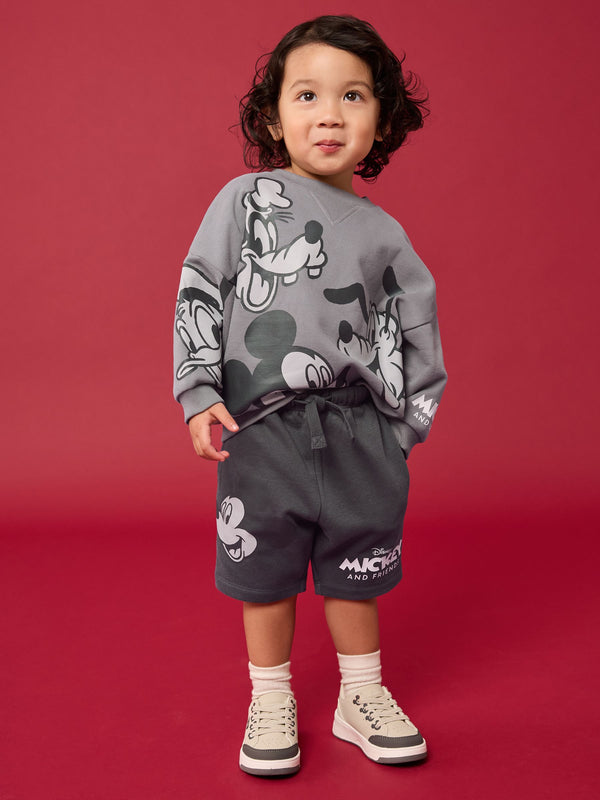 Charcoal Grey Mickey & Friends Crew Sweatshirt and Shorts Set (3mths-8yrs)