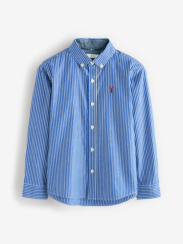 Blue Stripe 100% Cotton Long Sleeve Stripe Shirt (3-16yrs)