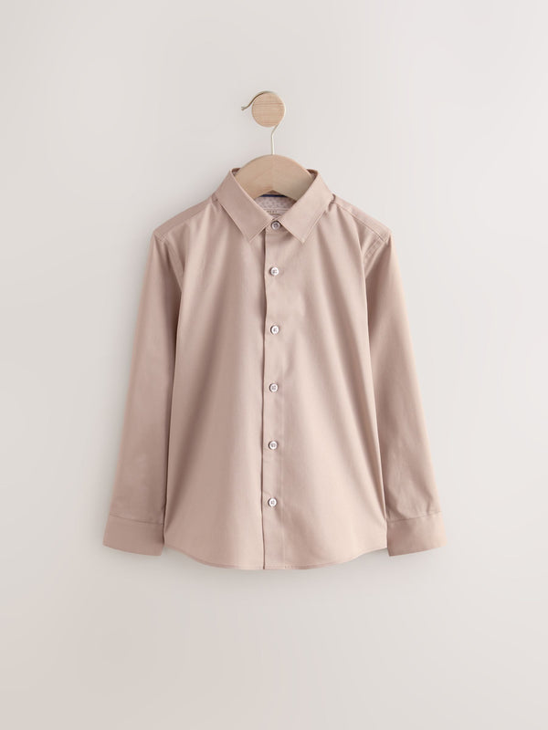 Taupe Long Sleeves Smart Trimmed Shirt (3-16yrs)