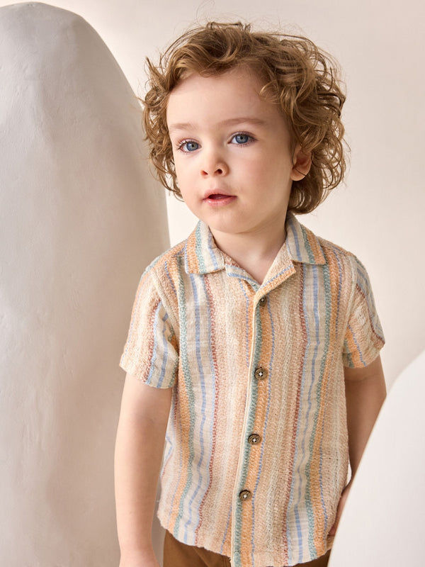 Multi Short Sleeves Textured Stripe Shirt (3mths-7yrs)
