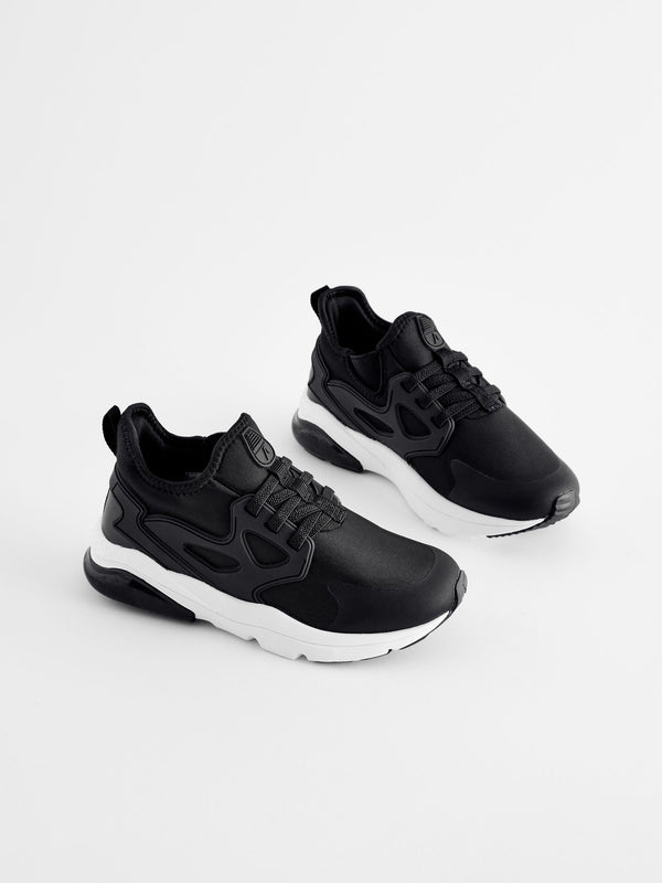 Black/White Standard Fit (F) Pull On Trainers
