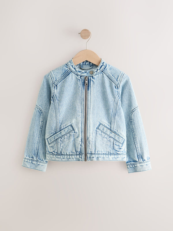 Blue Denim 100% Cotton Denim Motocross Biker Jacket (3-16yrs)