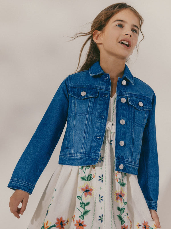 Denim Bright Blue Western 100% Cotton Jacket (3-16yrs)