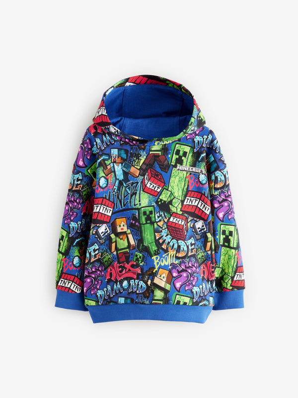 Cobalt Blue Minecraft Graffiti Hoodie (3-16yrs)