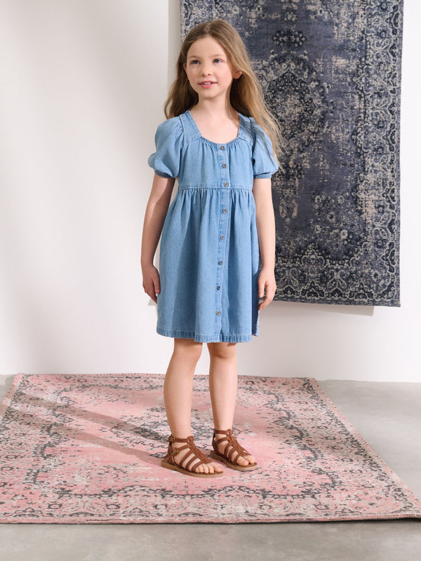 Denim Puff Sleeve Summer Dress (3-16yrs)
